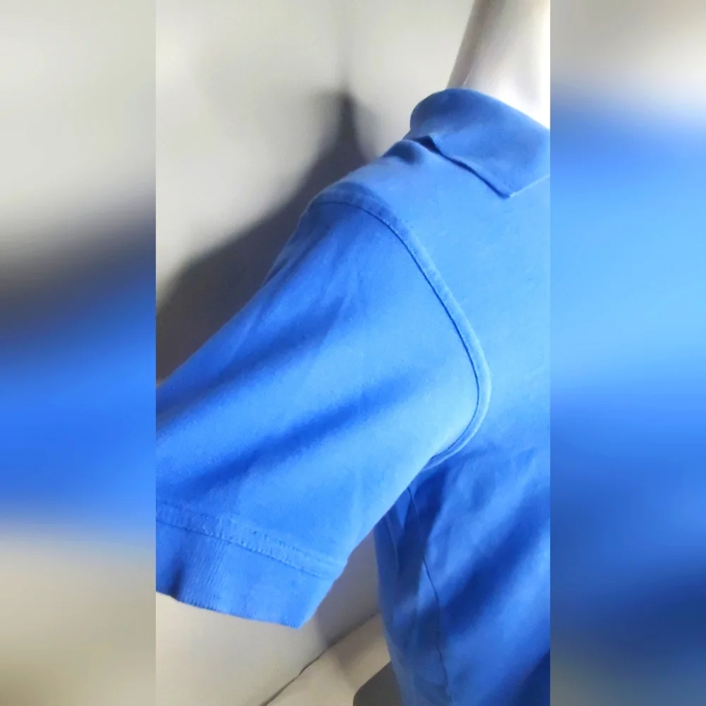BOSS Hugo Boss size M- Blue Cotton Polo Shirt -collar Neck Shirt Sleeves - Picture 5 of 14